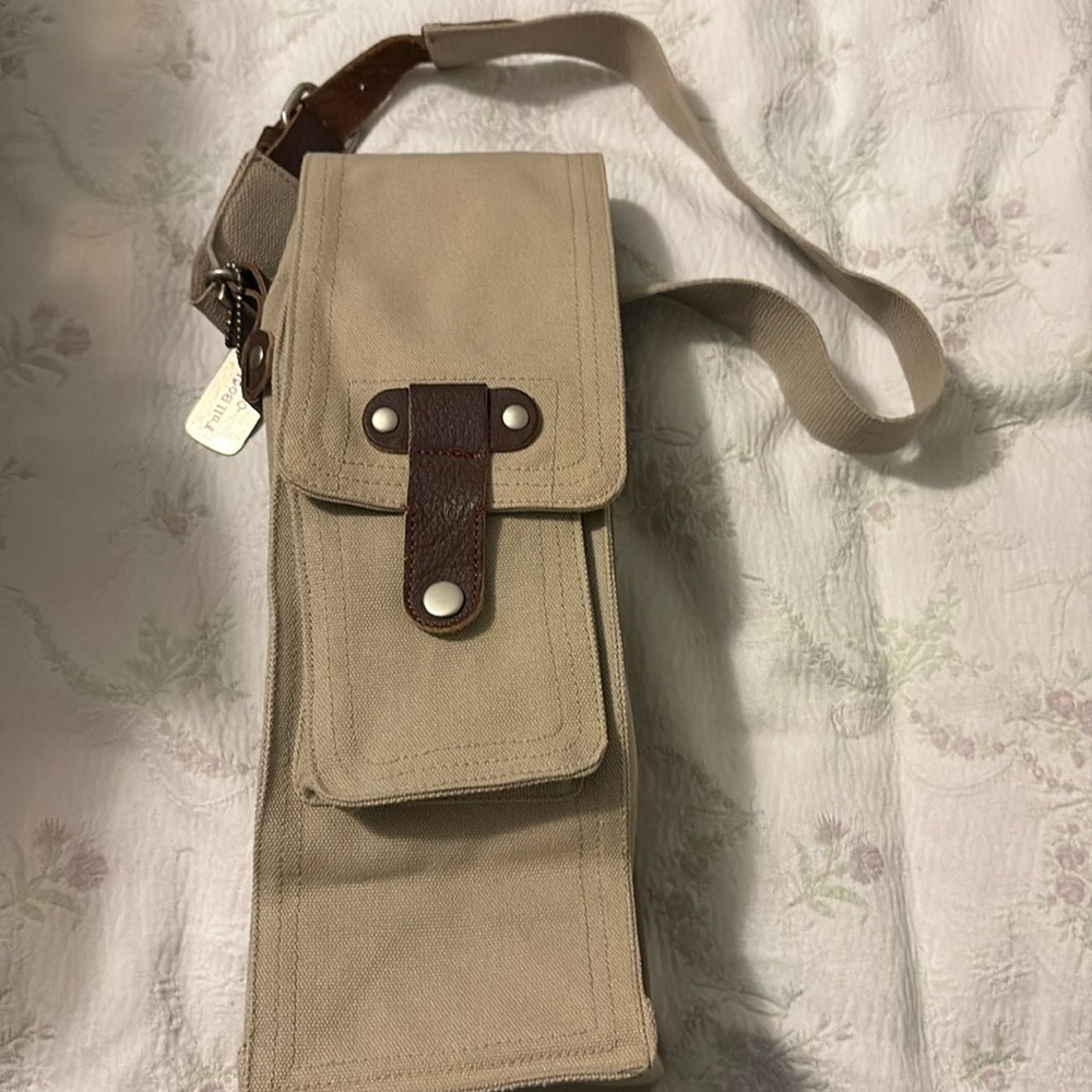 NWOT Park B. Smith Canvas/Leather Single Bottle Wine Bag